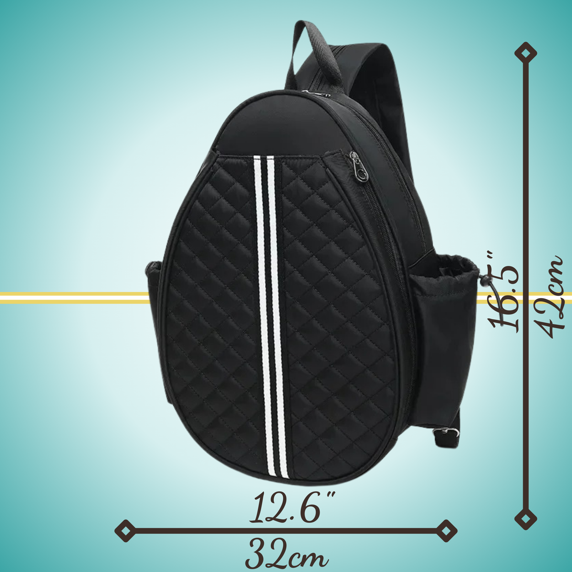 Tennis backpack for women with racket cover case black