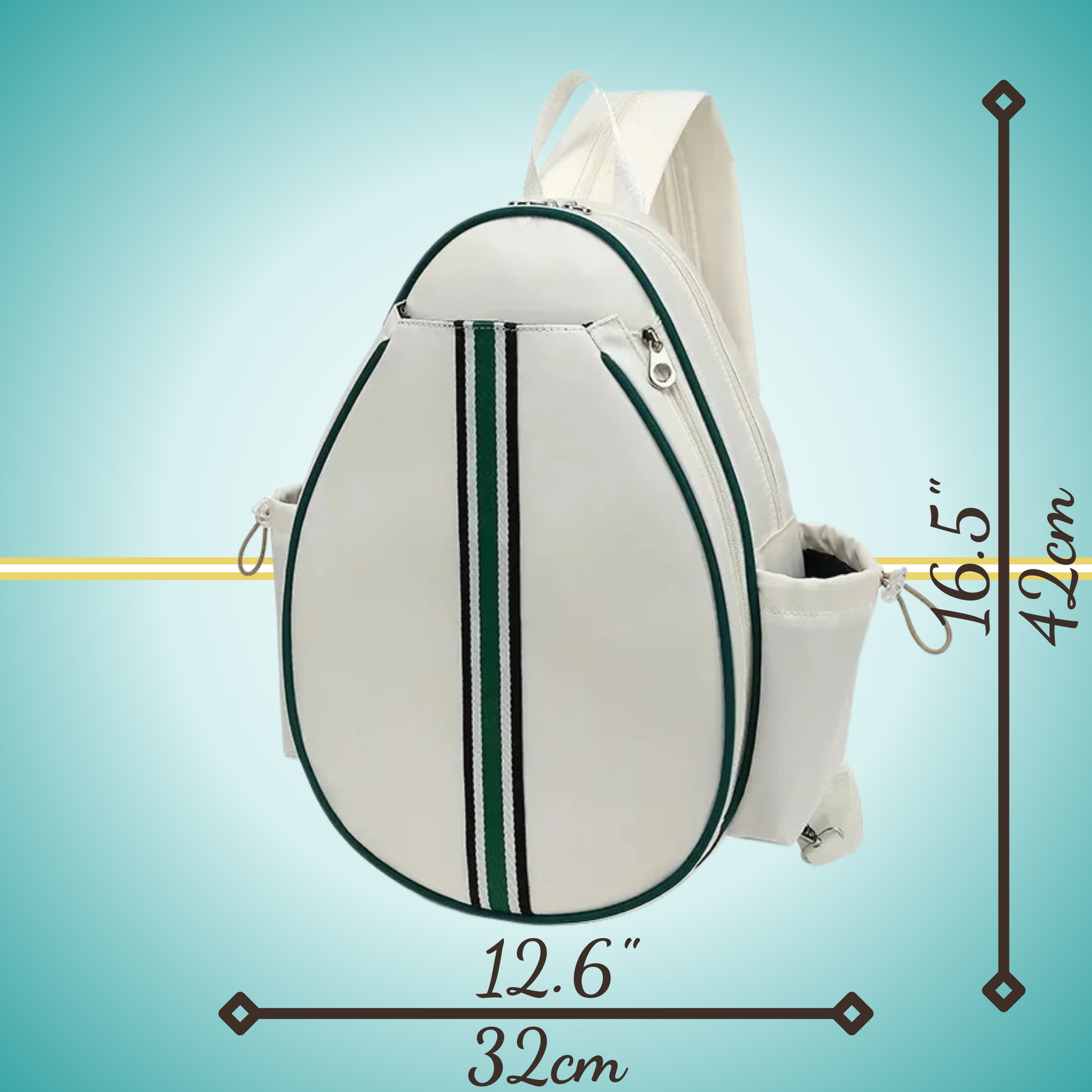 Tennis backpack for women with racket cover case white