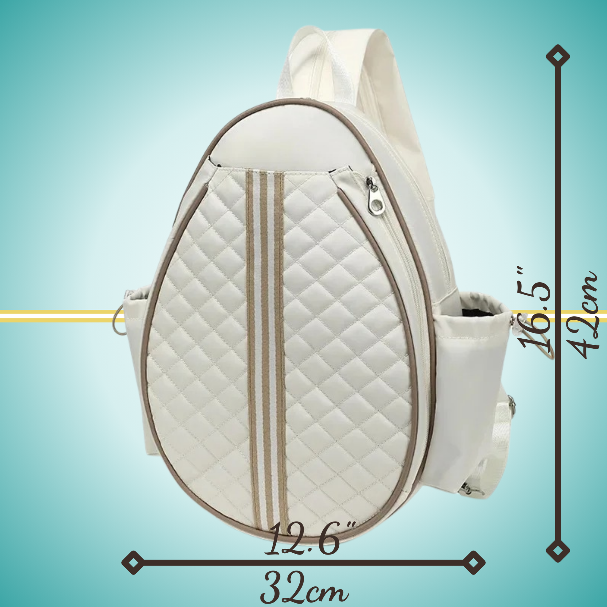 Tennis backpack for women with racket cover case white