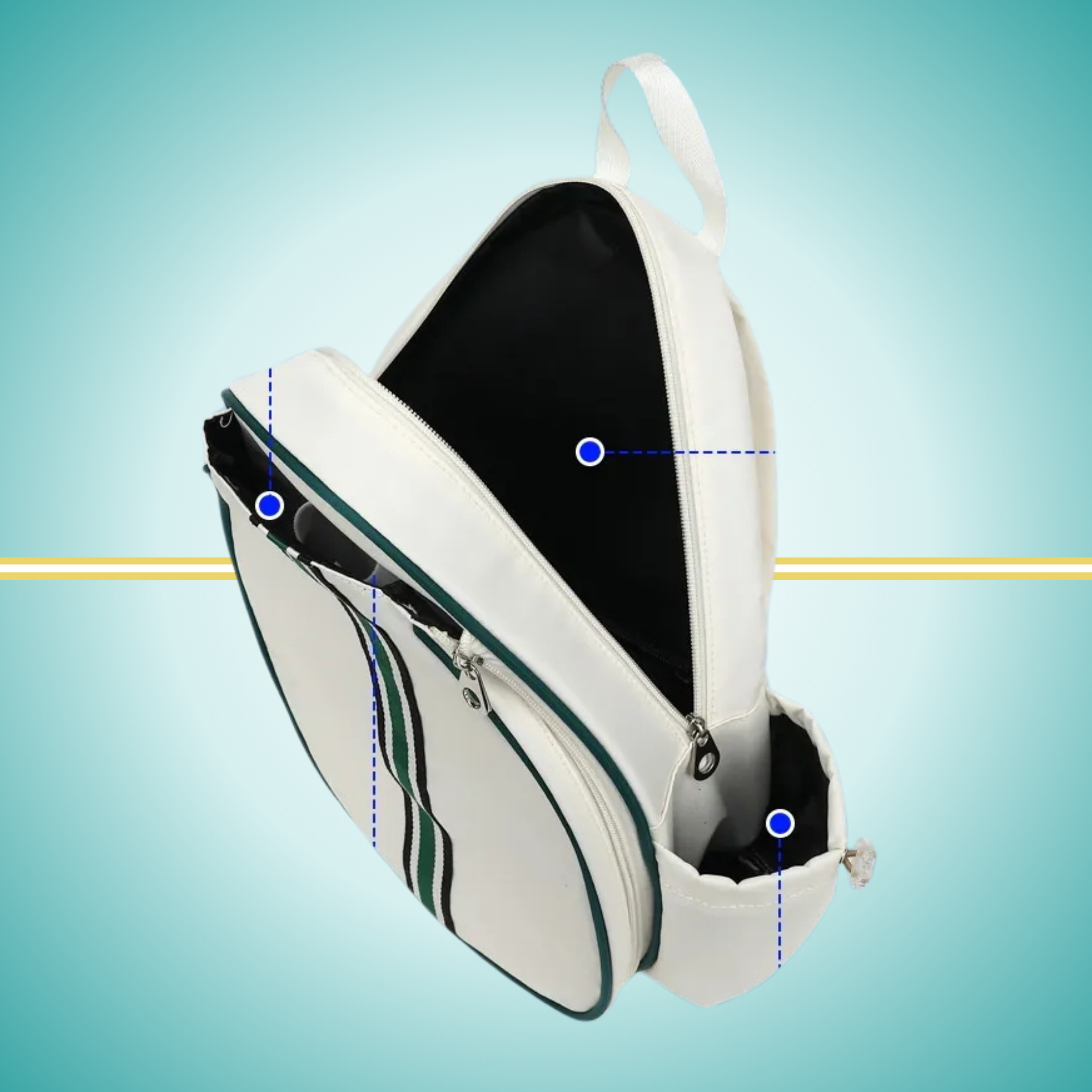 Tennis backpack for women with racket cover case white