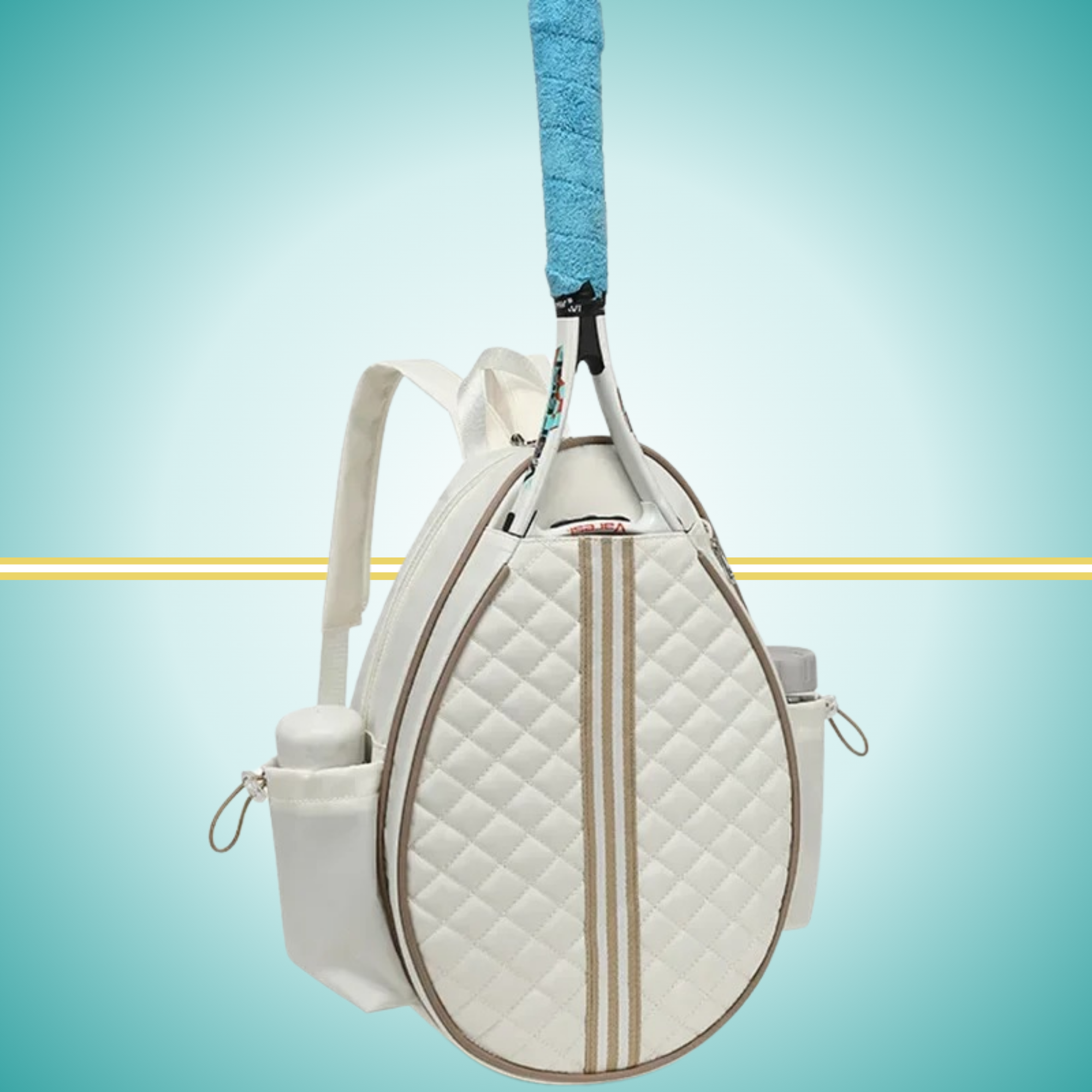 Tennis backpack for women with racket cover case white