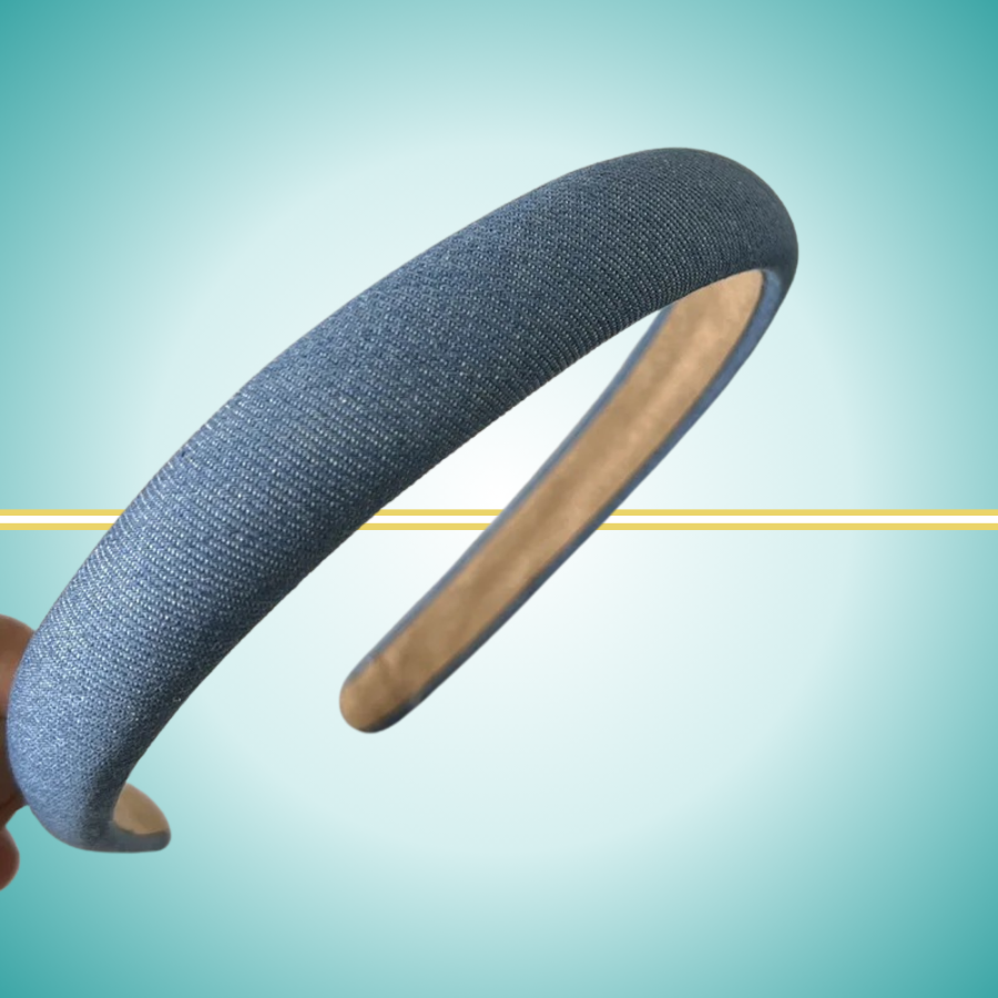 Sophisticated medium-style headband in classic light blue denim
