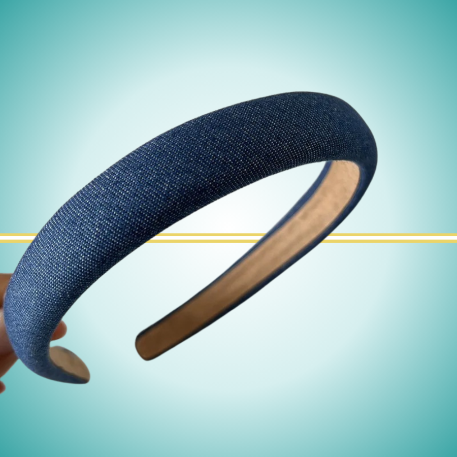 Sophisticated medium-style headband in classic navy denim