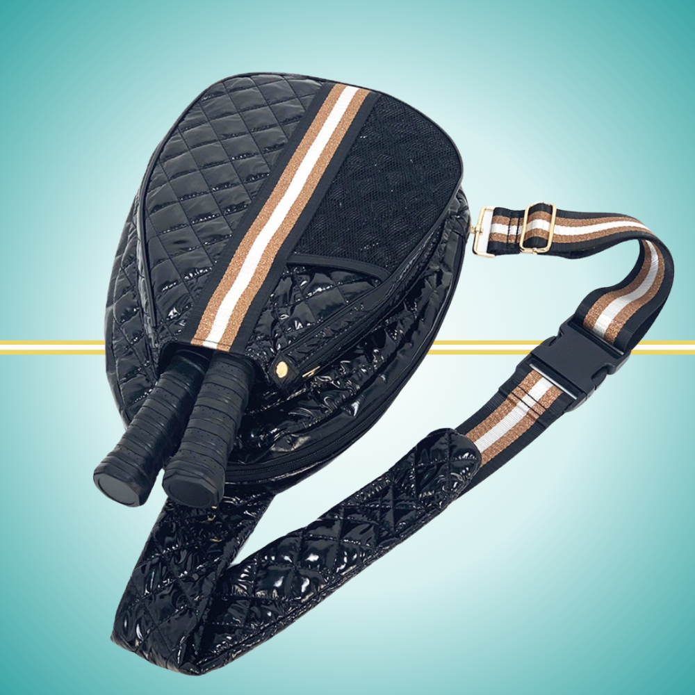 ladies cute pickleball bags sling bag black puffer