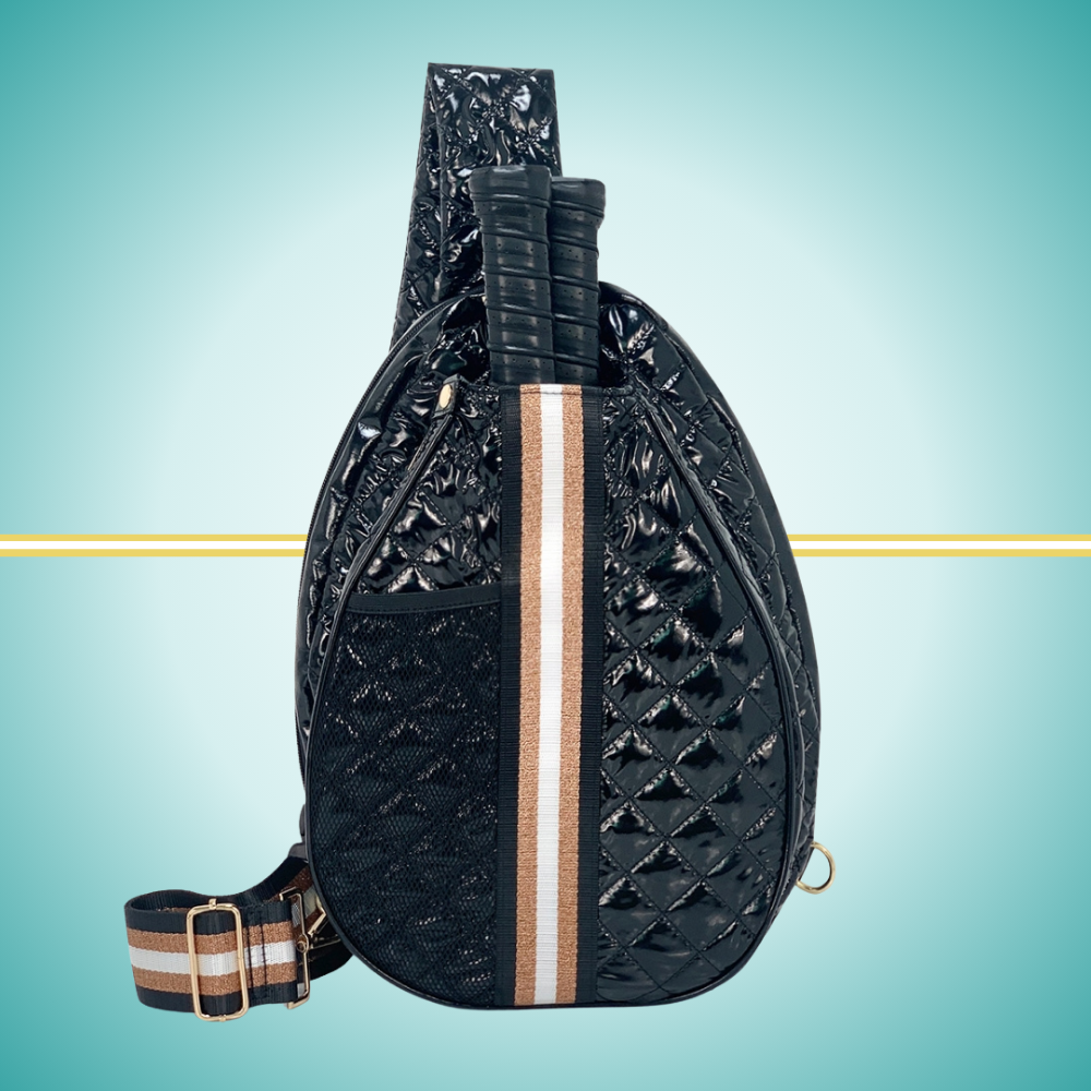 ladies cute pickleball bags sling bag puffer black