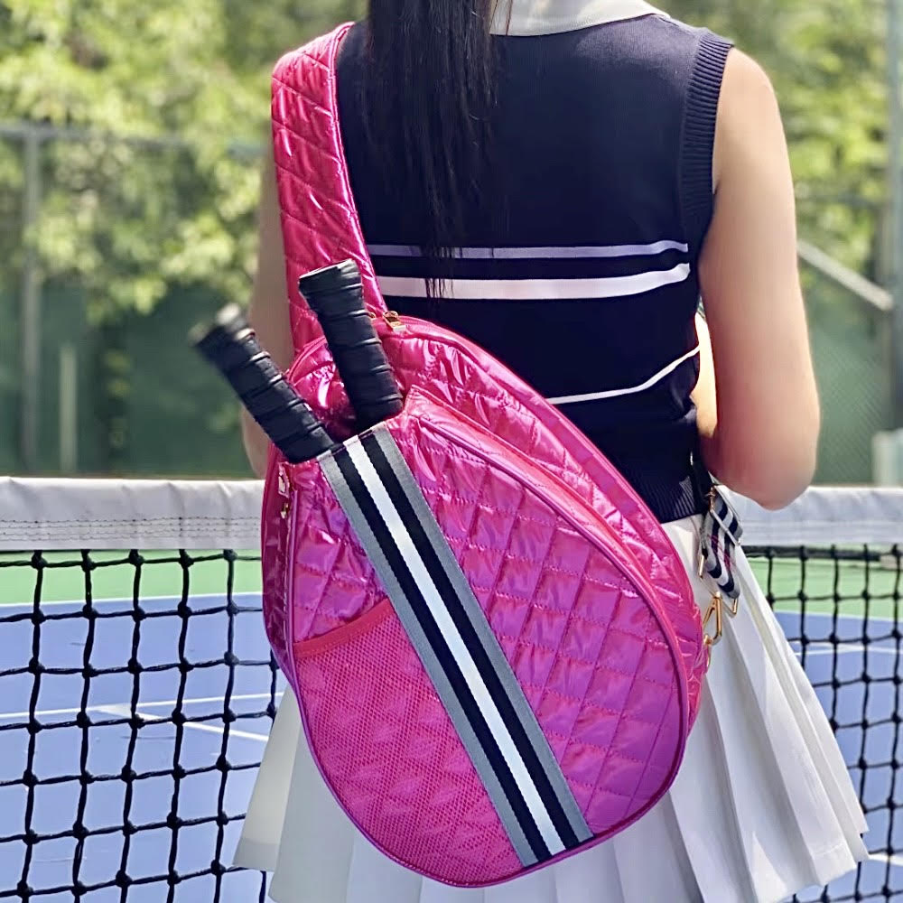 ladies cute pickleball bags sling bag pink puffer