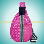 ladies cute pickleball bags sling bag pink puffer