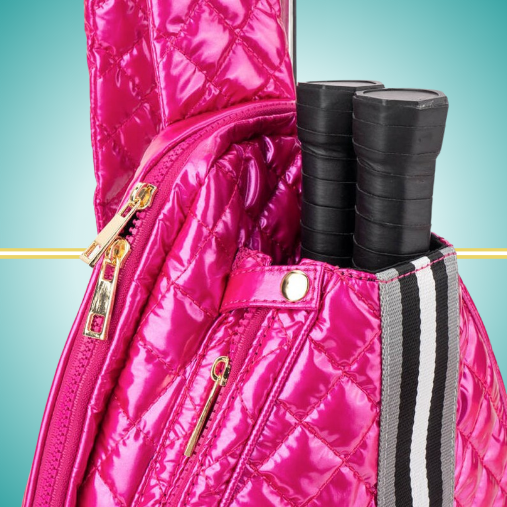 ladies cute pickleball bags sling bag pink puffer
