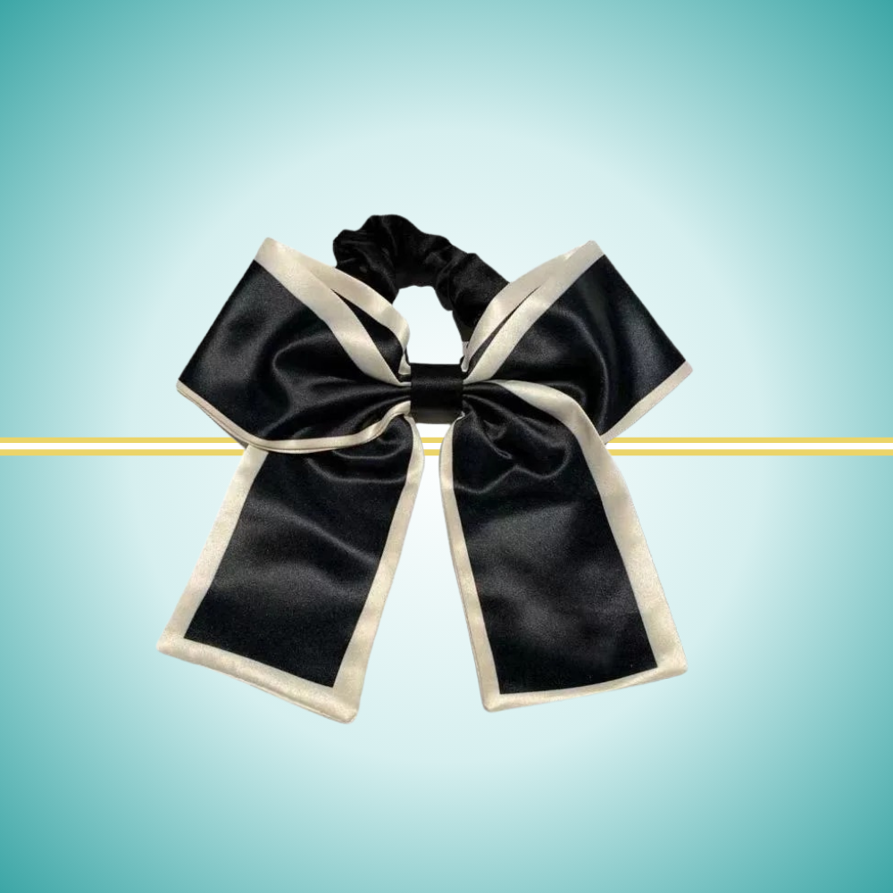 satin bow scrunchie for women elegant in black