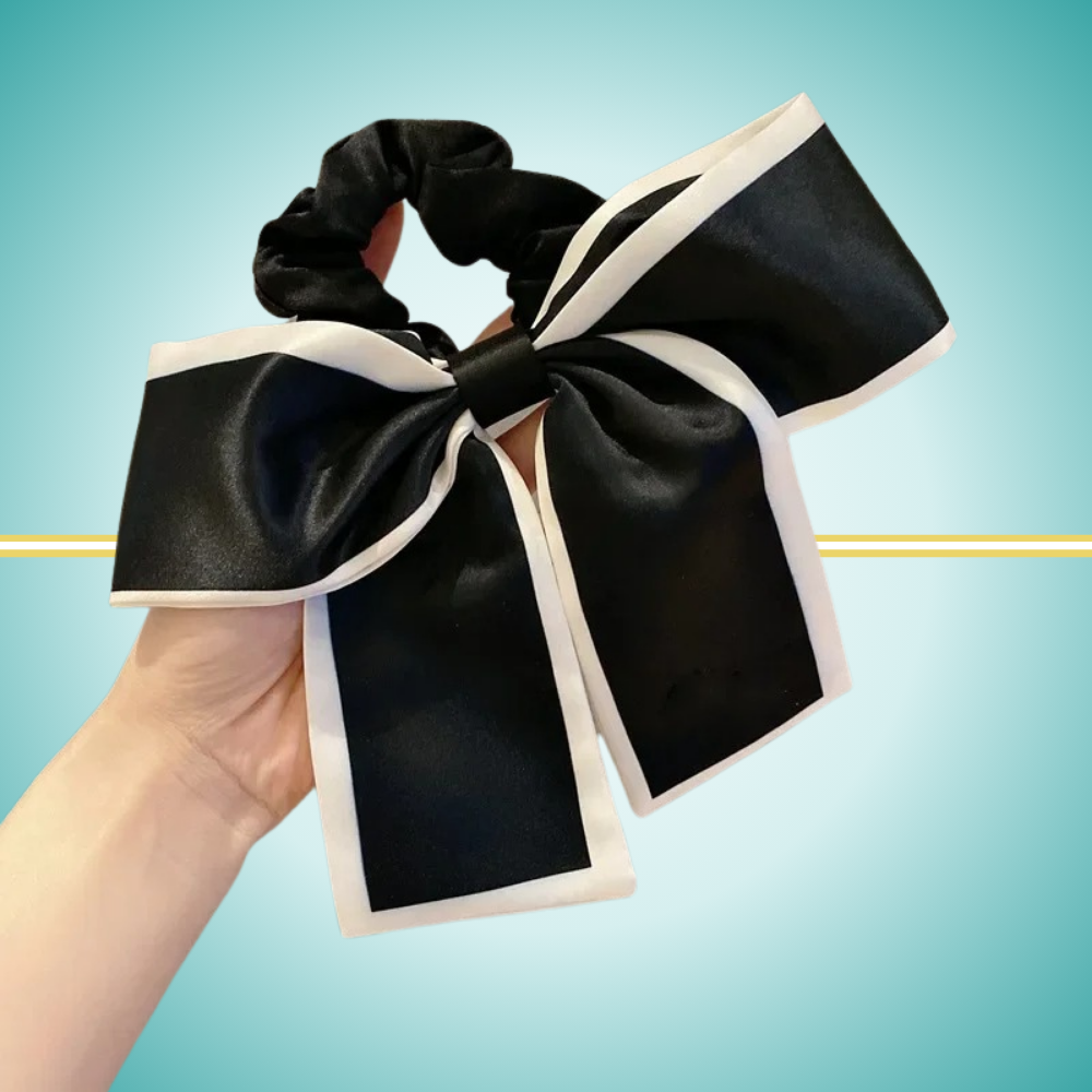 satin bow scrunchie for women elegant in black