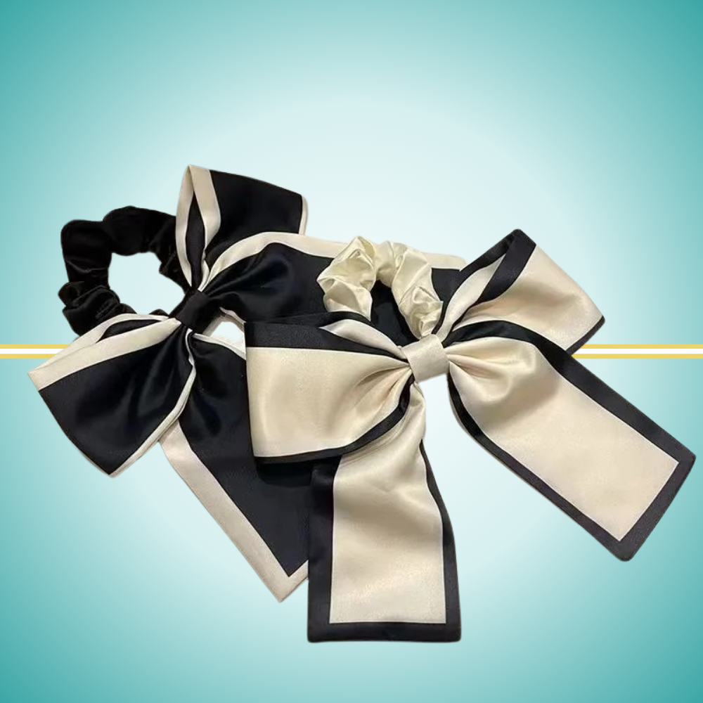 satin bow scrunchie for women elegant in black