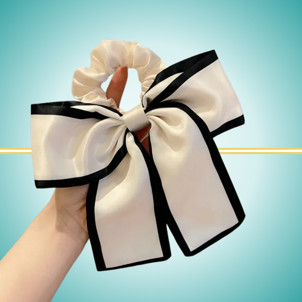 satin bow scrunchie for women elegant in white