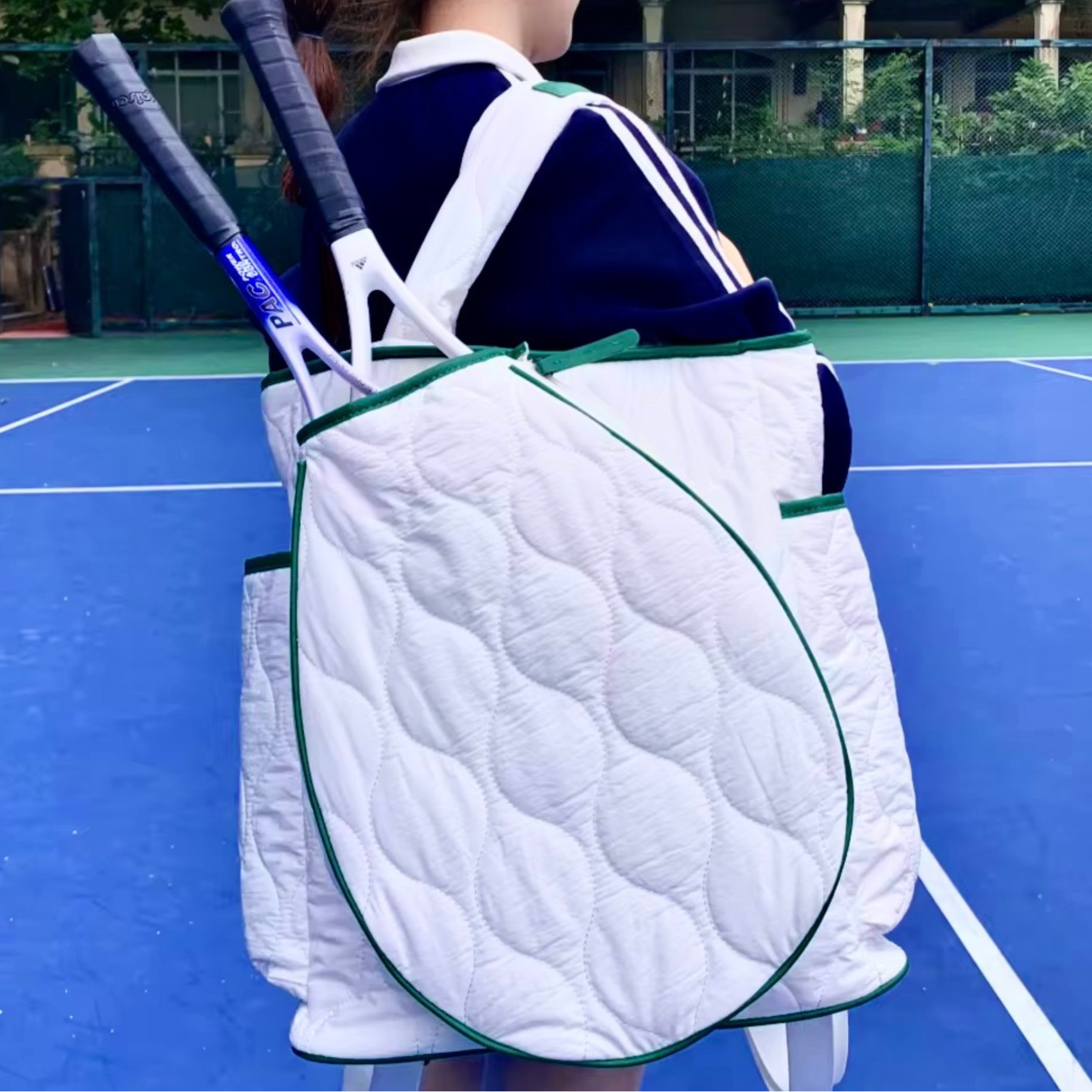 tennis convertible backpack for women with racket case white
