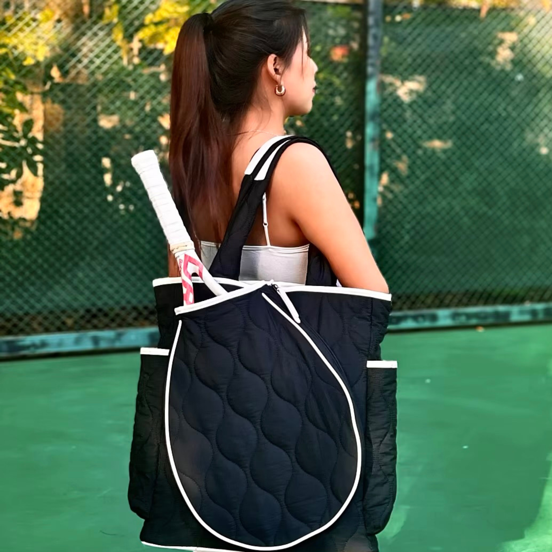 tennis convertible backpack for women with racket case black