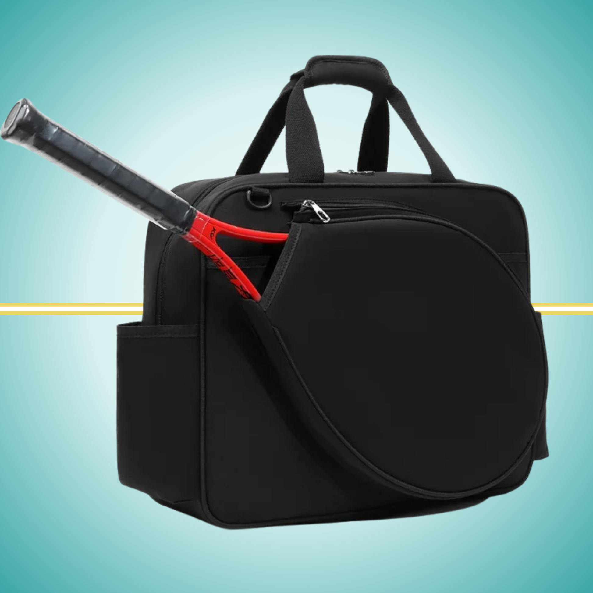 Tennis Convertible Bag for Women: Transforms from tote to crossbody racket bag, black style