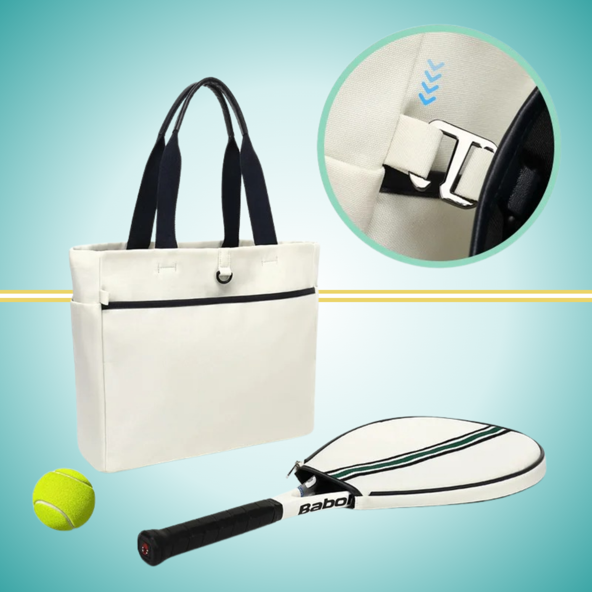 Tennis Convertible Bag for Women: Transforms from tote to crossbody racket bag, white style