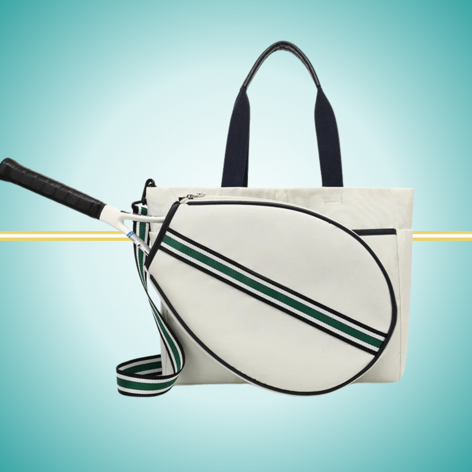 Tennis Convertible Bag for Women: Transforms from tote to crossbody racket bag, white style