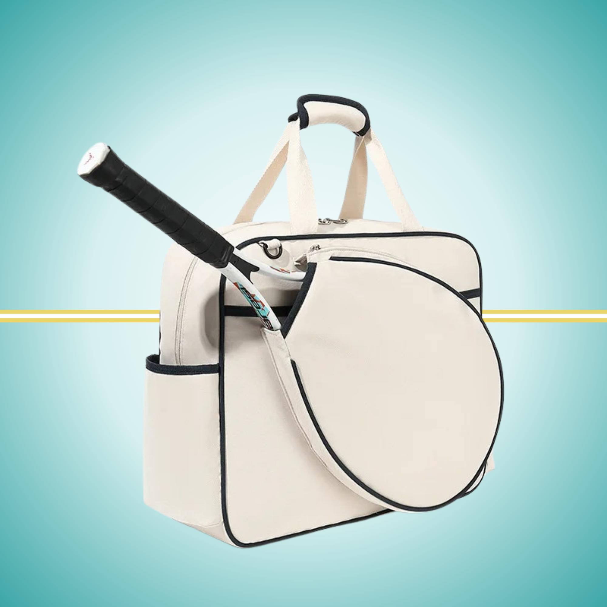 Tennis Convertible Bag for Women: Transforms from tote to crossbody racket bag, white style