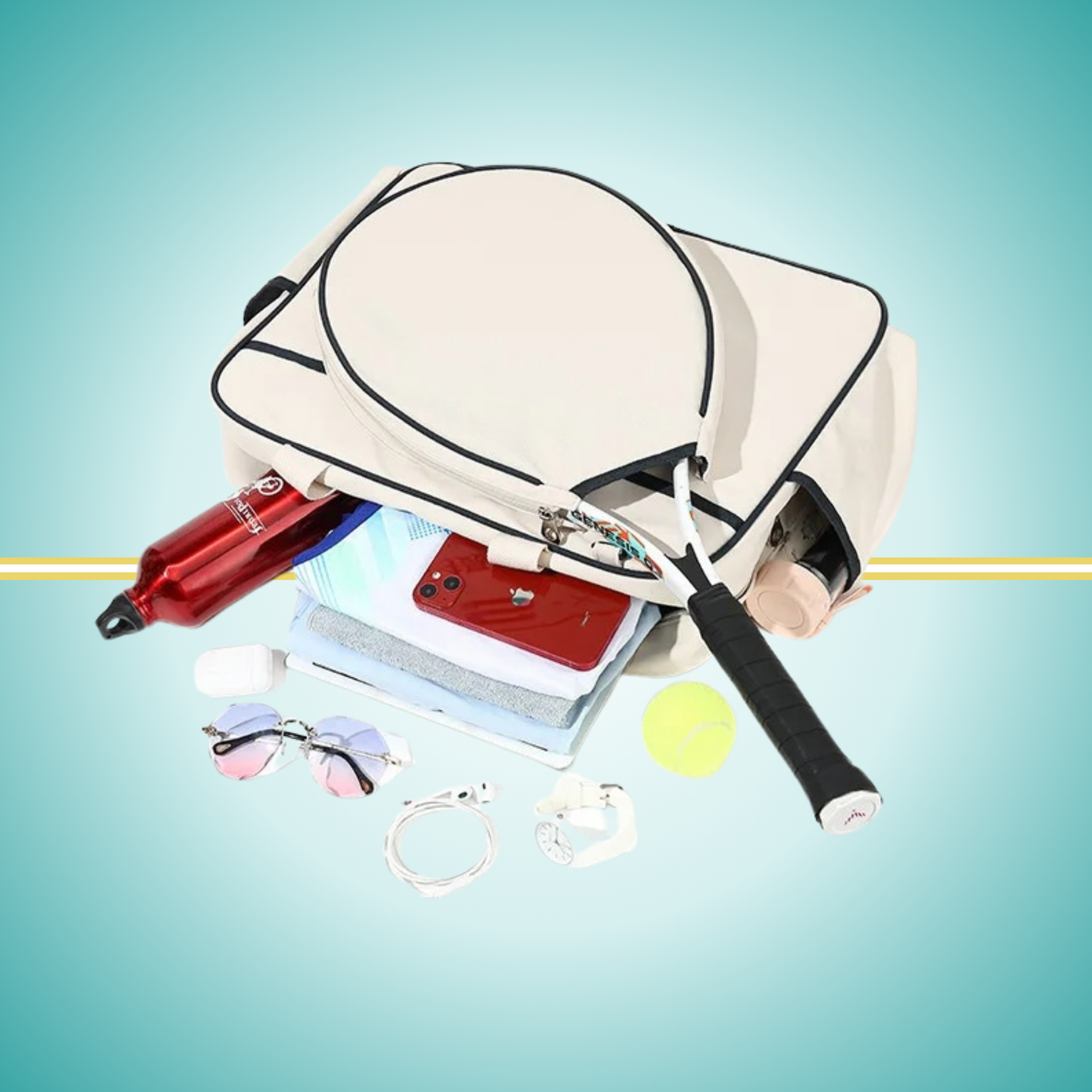 Tennis Convertible Bag for Women: Transforms from tote to crossbody racket bag, white style