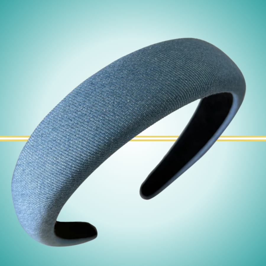 Sophisticated wide-style headband in classic light blue denim