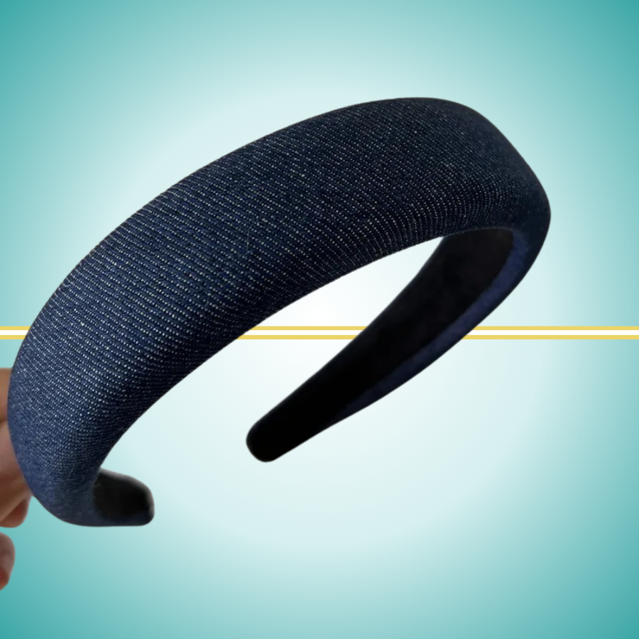 Sophisticated wide-style headband in classic navy denim